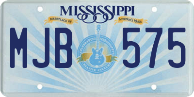 MS license plate MJB575