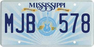 MS license plate MJB578