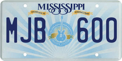 MS license plate MJB600
