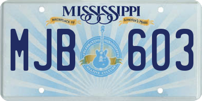 MS license plate MJB603