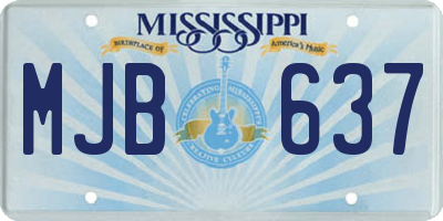 MS license plate MJB637