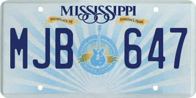 MS license plate MJB647