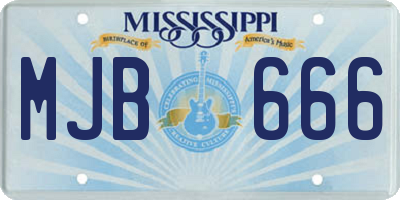 MS license plate MJB666