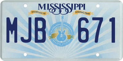 MS license plate MJB671