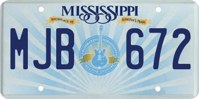 MS license plate MJB672