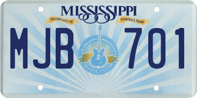 MS license plate MJB701