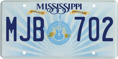 MS license plate MJB702