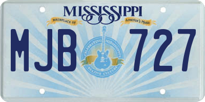 MS license plate MJB727