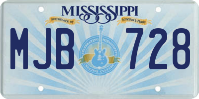 MS license plate MJB728