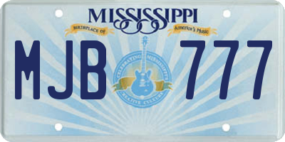 MS license plate MJB777