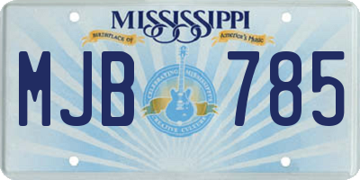 MS license plate MJB785