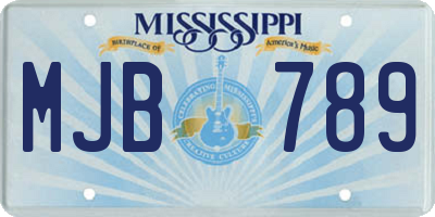 MS license plate MJB789