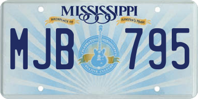MS license plate MJB795