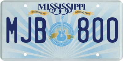 MS license plate MJB800