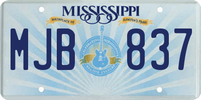 MS license plate MJB837