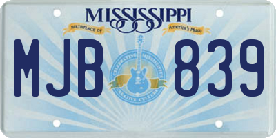 MS license plate MJB839