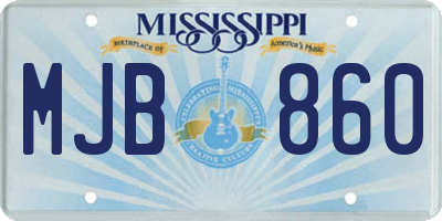 MS license plate MJB860