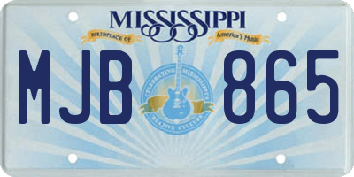 MS license plate MJB865
