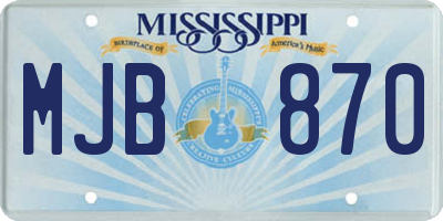 MS license plate MJB870