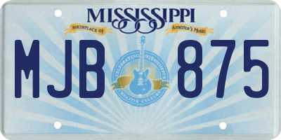 MS license plate MJB875