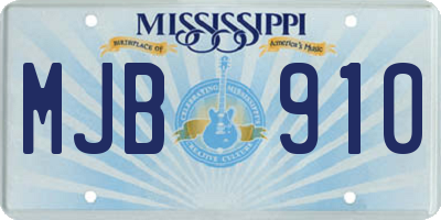 MS license plate MJB910