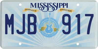 MS license plate MJB917