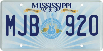 MS license plate MJB920