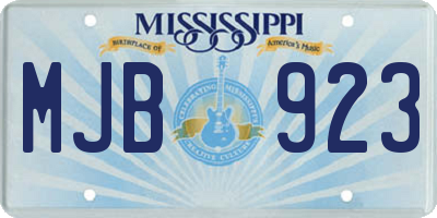 MS license plate MJB923