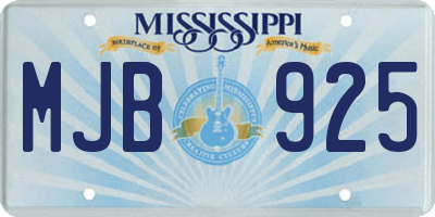 MS license plate MJB925