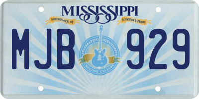 MS license plate MJB929