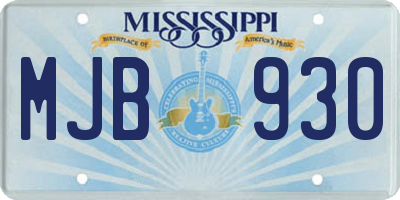 MS license plate MJB930