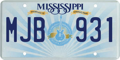 MS license plate MJB931