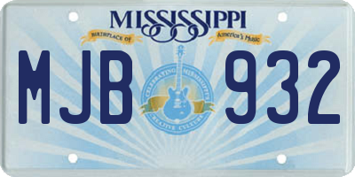 MS license plate MJB932