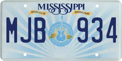 MS license plate MJB934