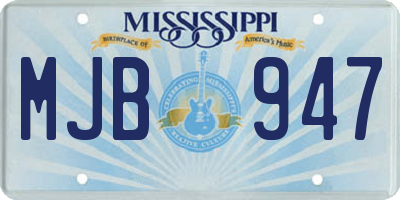 MS license plate MJB947