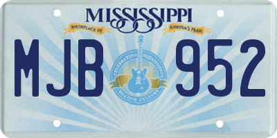MS license plate MJB952