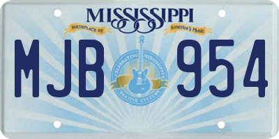 MS license plate MJB954