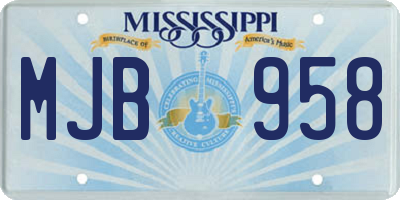 MS license plate MJB958
