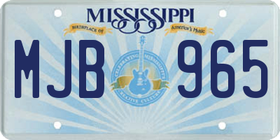 MS license plate MJB965