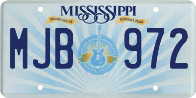 MS license plate MJB972
