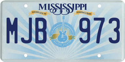 MS license plate MJB973