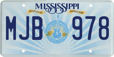 MS license plate MJB978