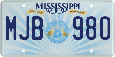MS license plate MJB980