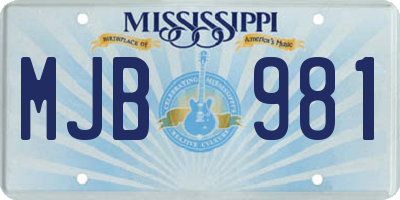 MS license plate MJB981