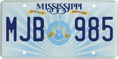 MS license plate MJB985