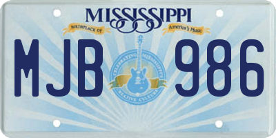 MS license plate MJB986