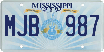 MS license plate MJB987