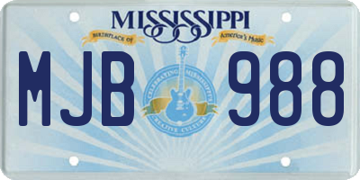 MS license plate MJB988