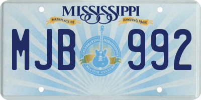 MS license plate MJB992