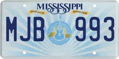 MS license plate MJB993
